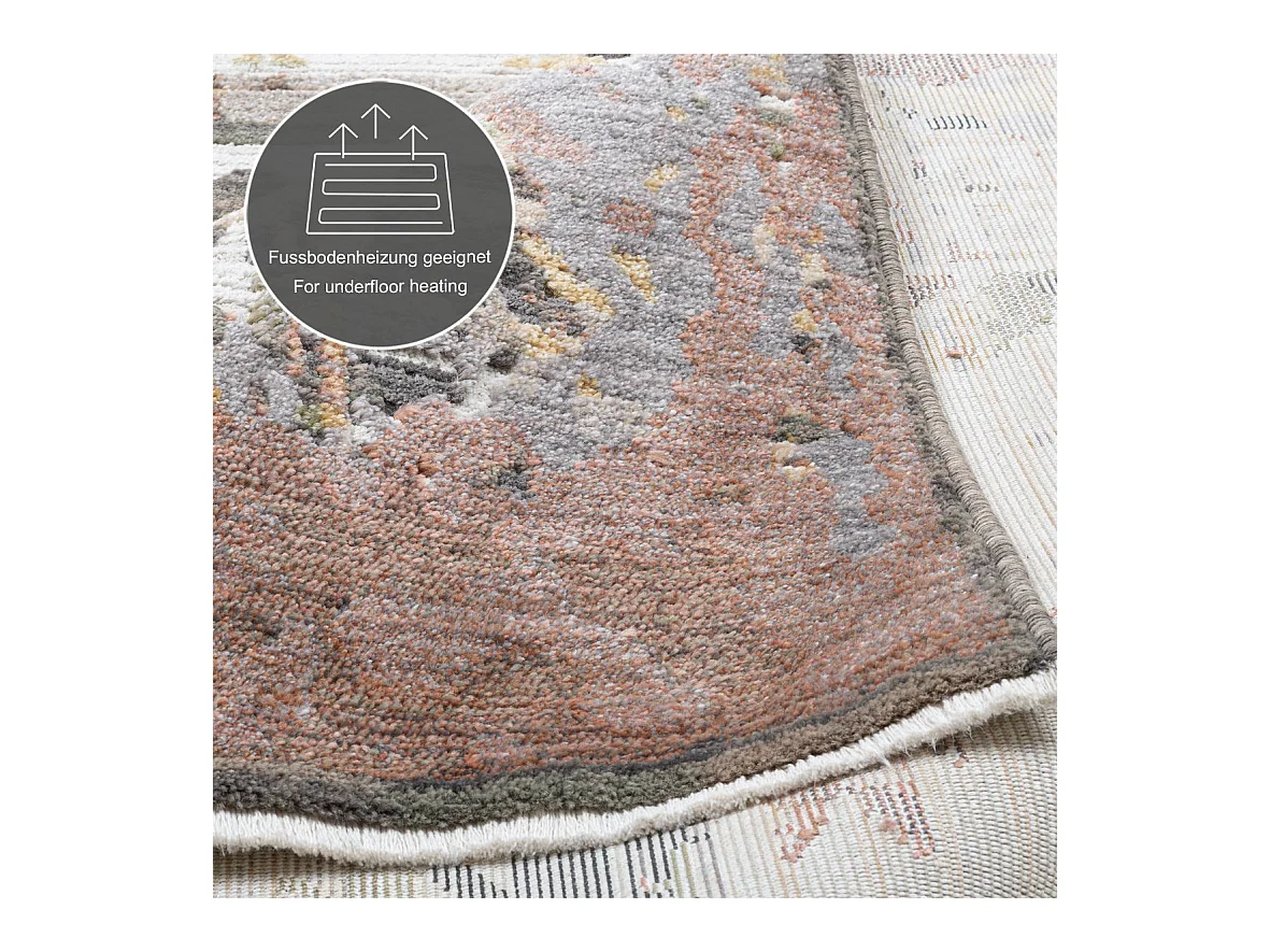 Flachgewebeteppich in Vintage-Optik 60x130 cm Beige Multi Corduletta