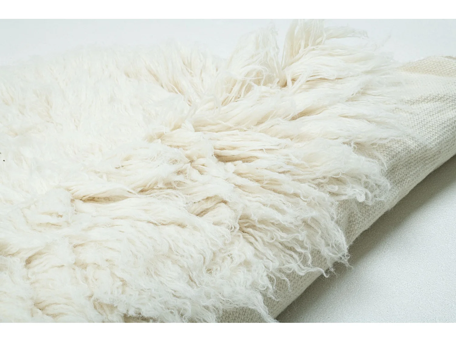 Tapis Flokati provenant de Grèce diamètre 100 cm natural Flokos XXL