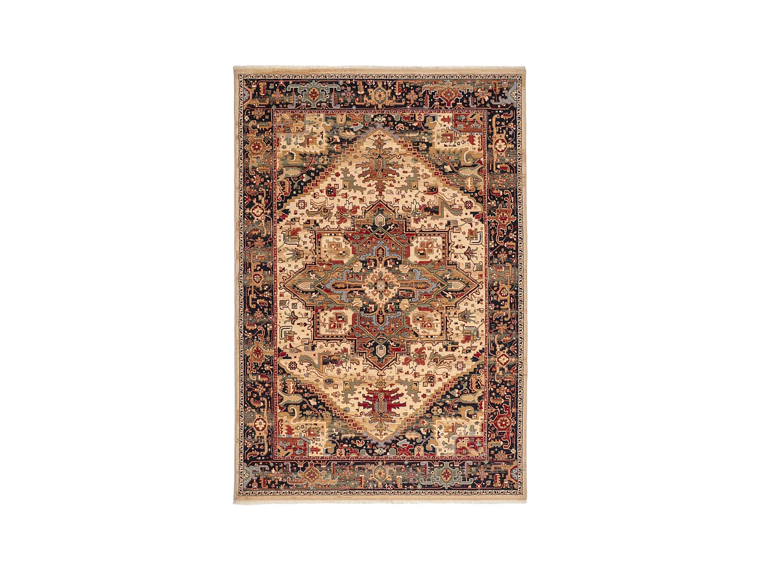 Gewebter Orienteppich aus Wolle 80x145 cm Beige Saharna