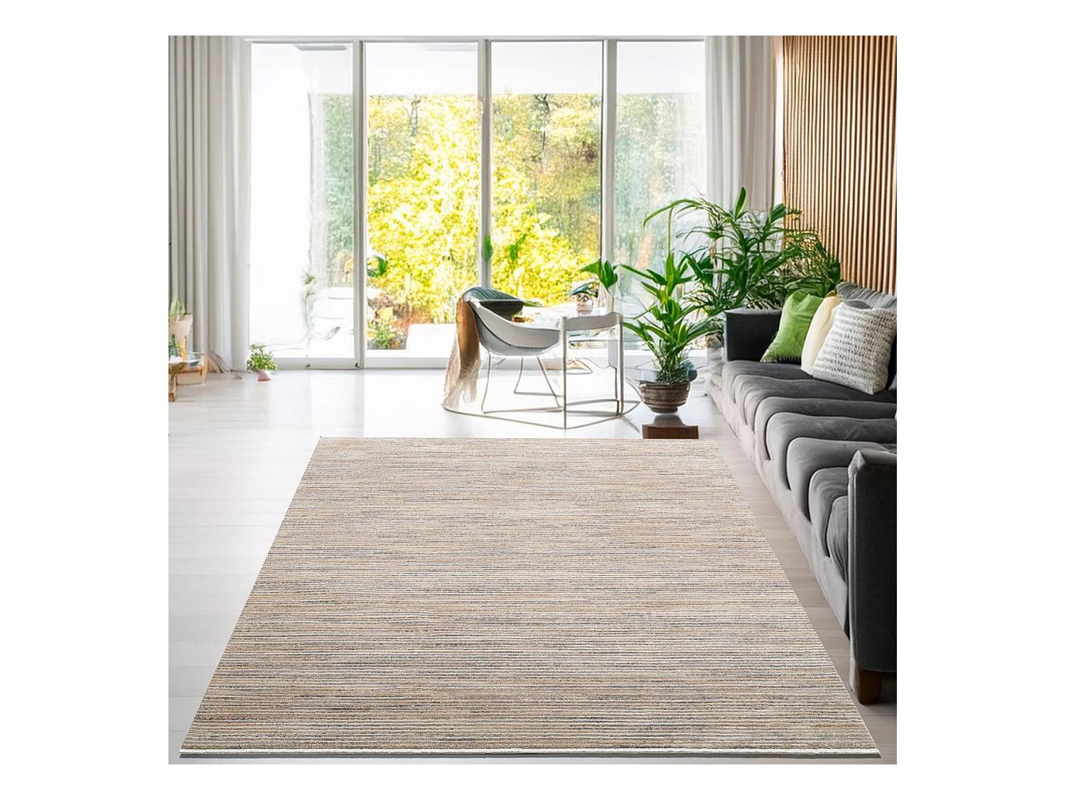 Alfombra de tejido plano con aspecto corto 240x340 cm Beige Corduletta