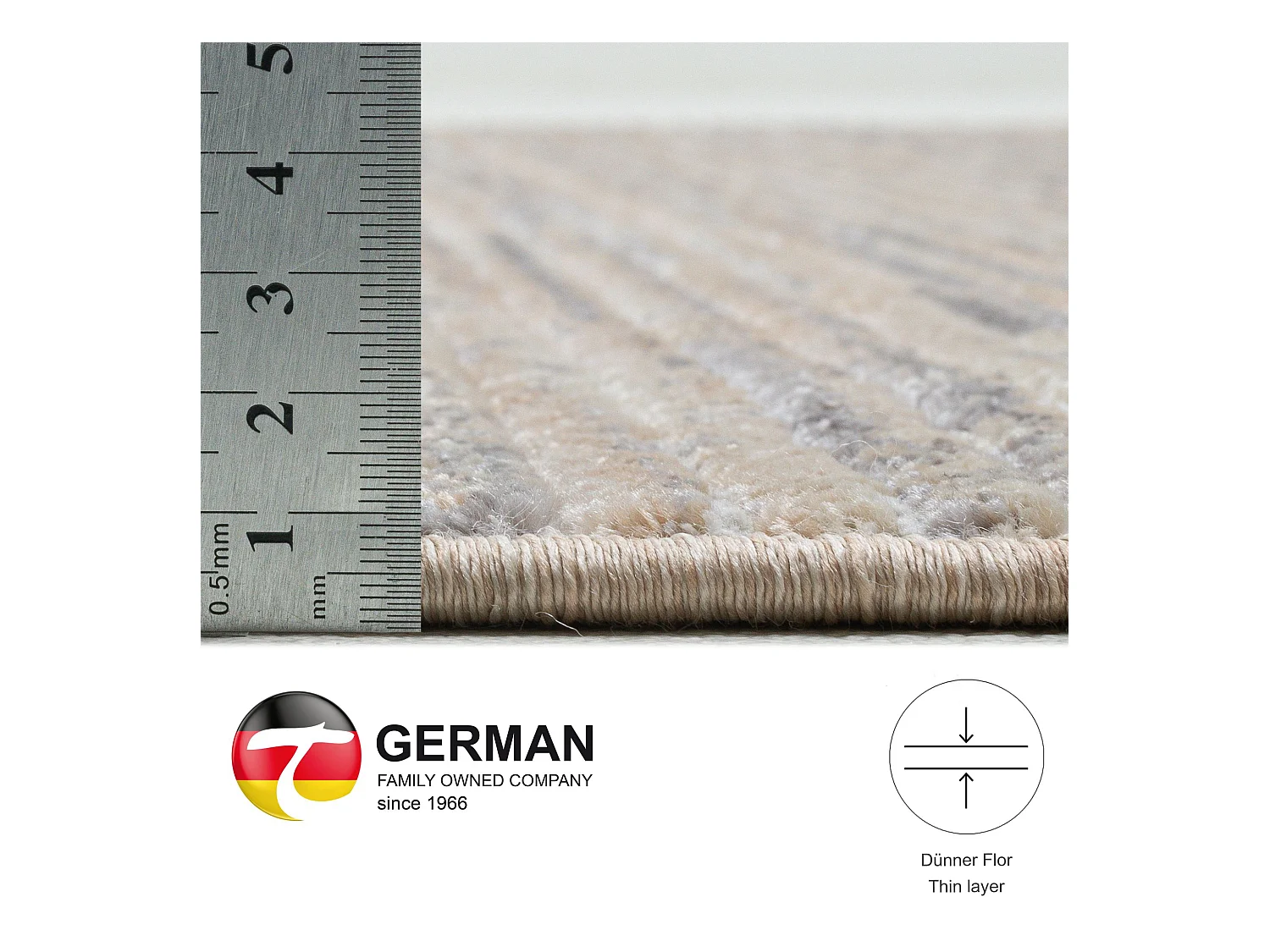 Alfombra de tejido plano con aspecto corto 240x340 cm Beige Corduletta