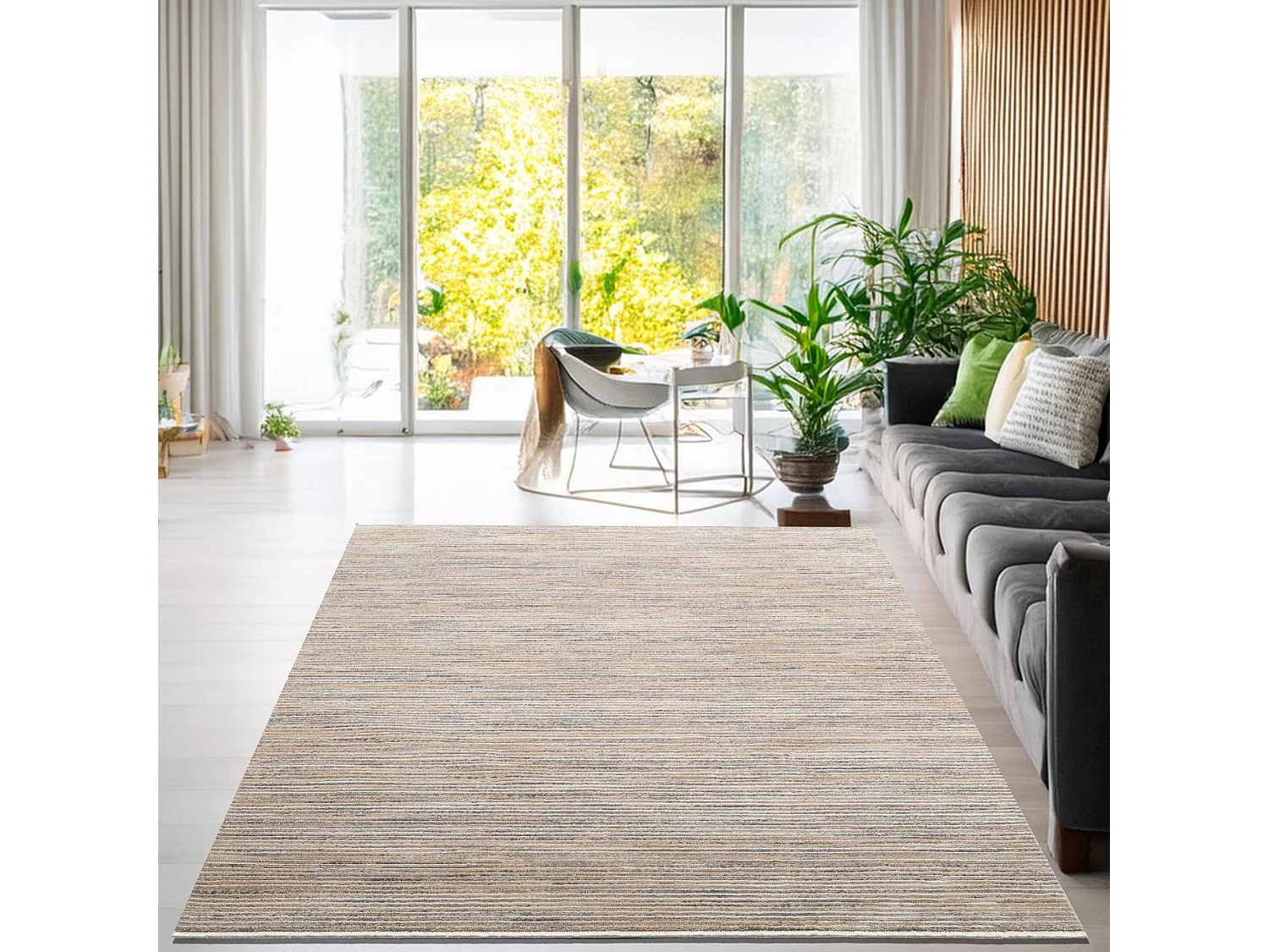 Tapis à tissage plat aspect court 240x340 cm beige Corduletta