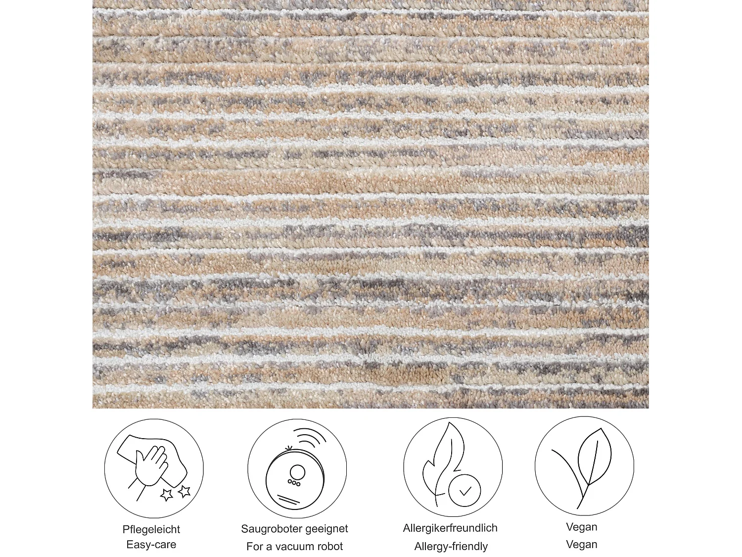 Tapis à tissage plat aspect court 240x340 cm beige Corduletta