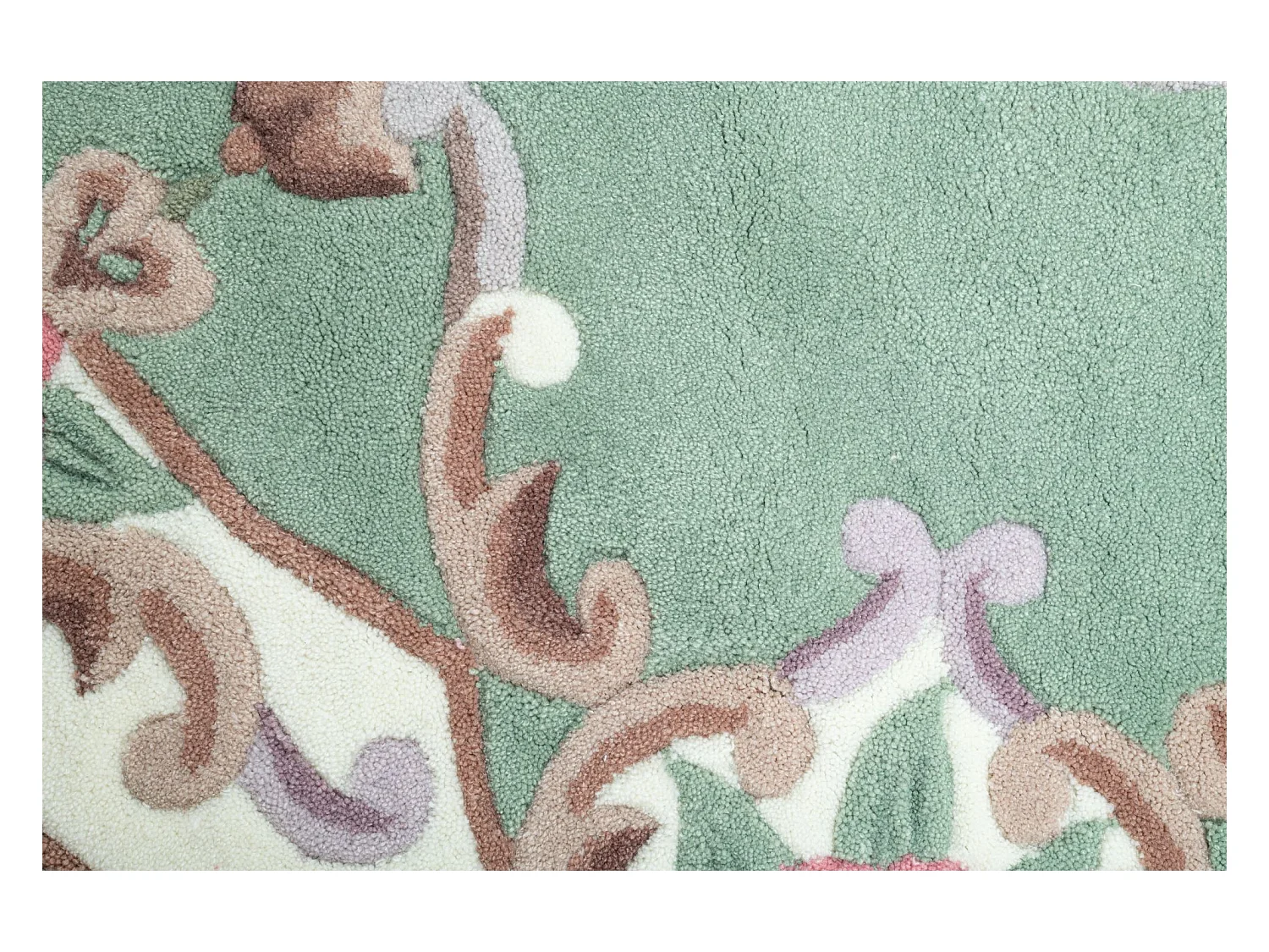 Tapis tufté à la main avec bordure, style Aubusson  190x190 cm vert Ming