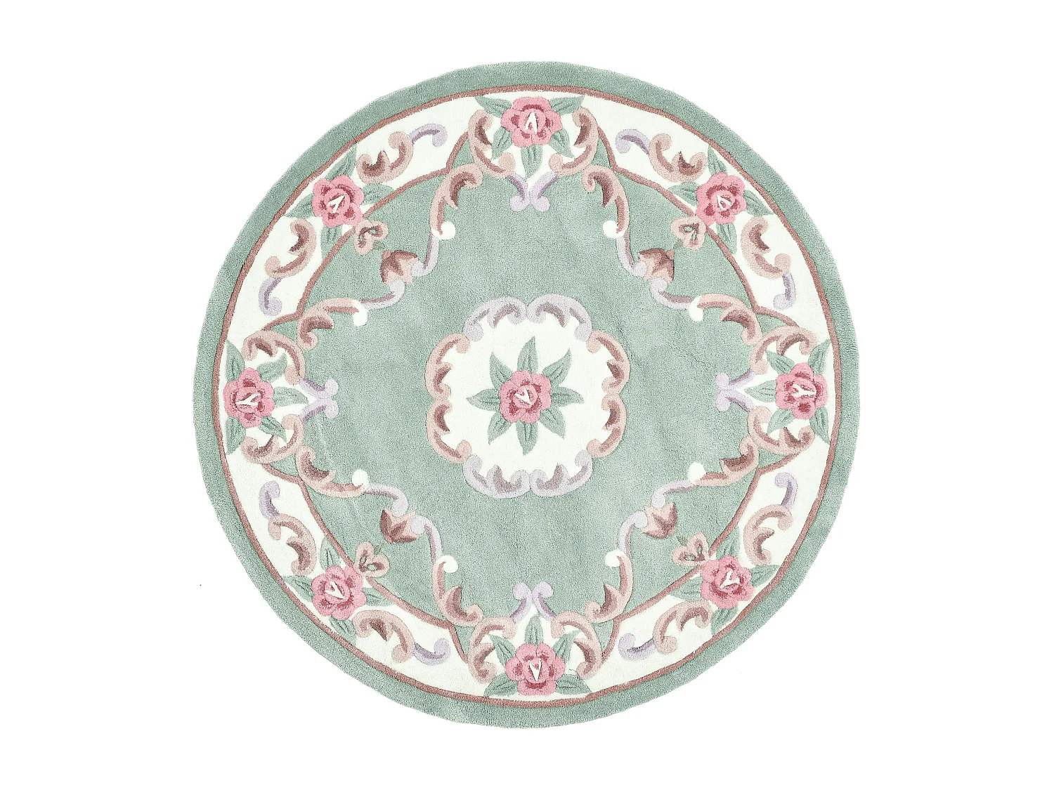 Handgetuft tapijt met rand in Aubusson-design  190x190 cm groen Ming