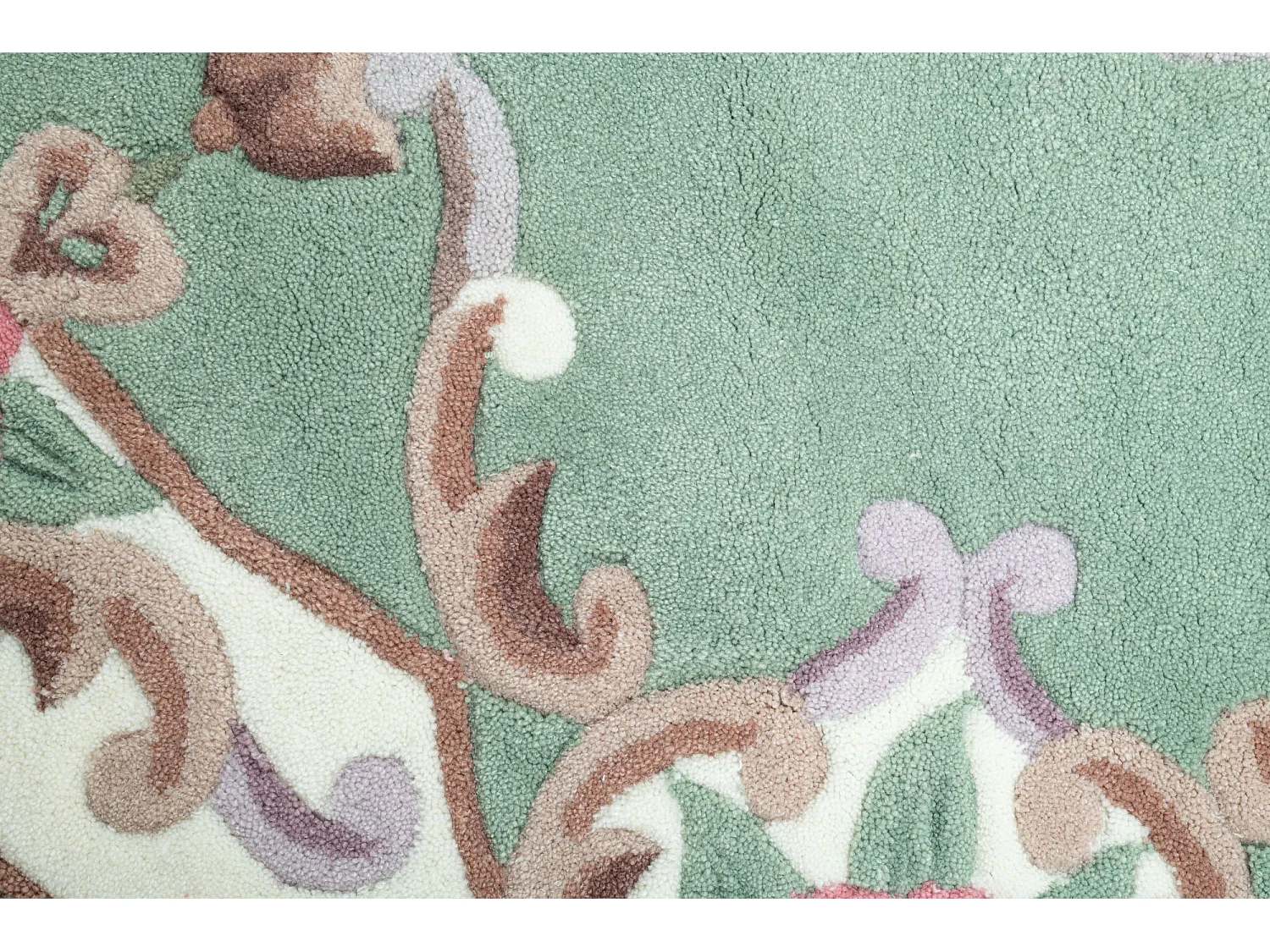 Handgetuft tapijt met rand in Aubusson-design  190x190 cm groen Ming