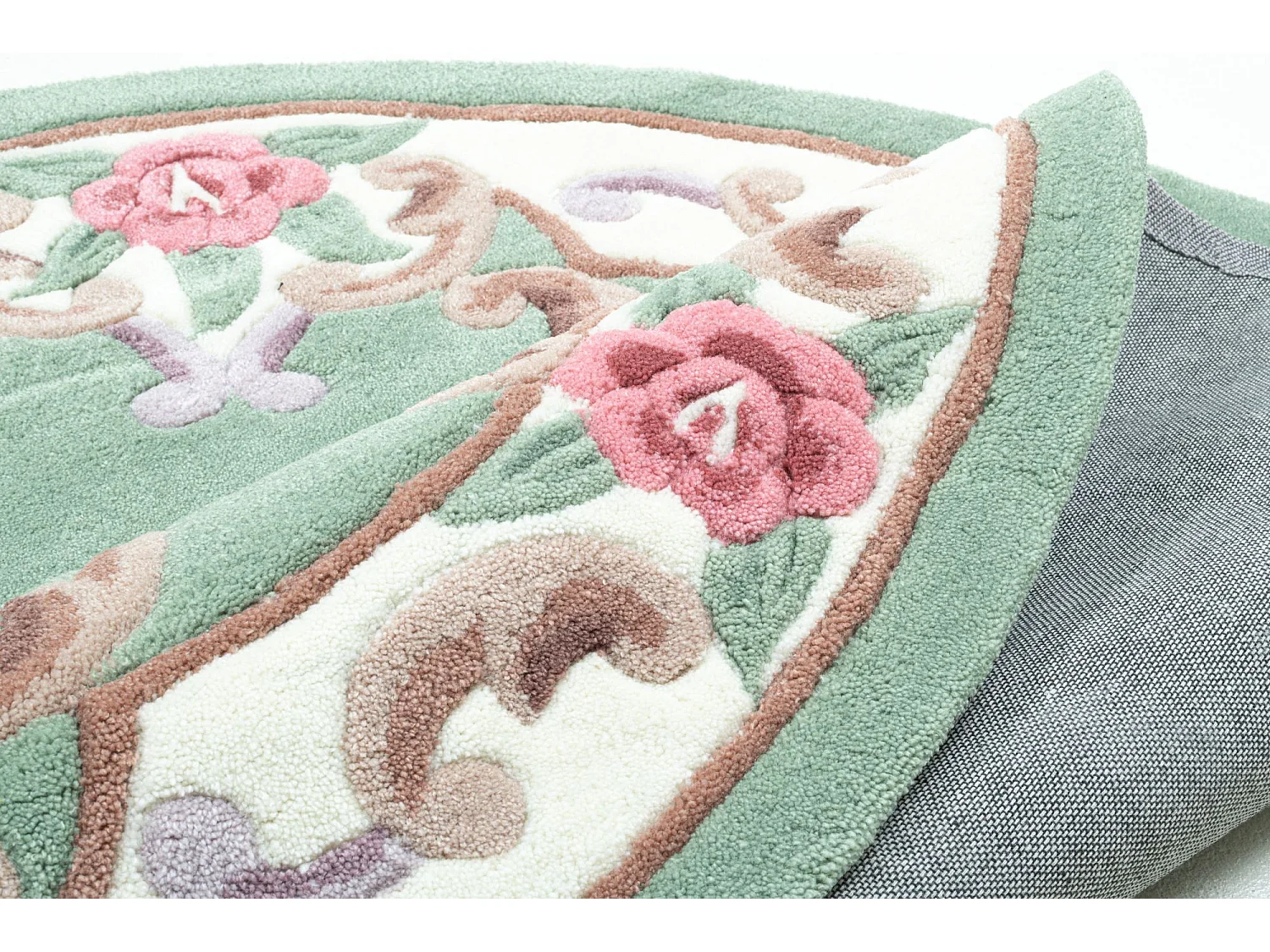 Handgetuft tapijt met rand in Aubusson-design  190x190 cm groen Ming