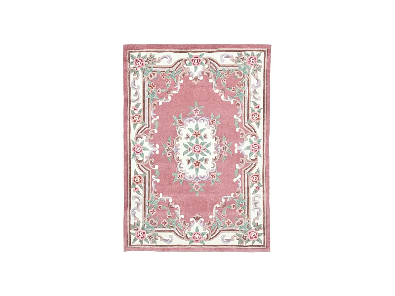 Handgetufteter Teppich mit Bordüre im Aubusson Design 120x180 cm Rose Ming