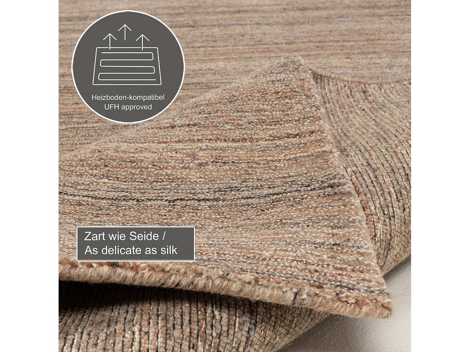 Handgewebter Teppich aus Wolle und Viskose 200x250 cm Rose Sandiego