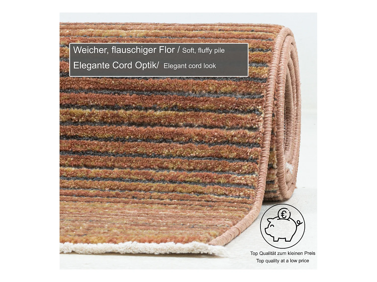 Tapis à tissage plat aspect court 120x180 cm rouille Corduletta