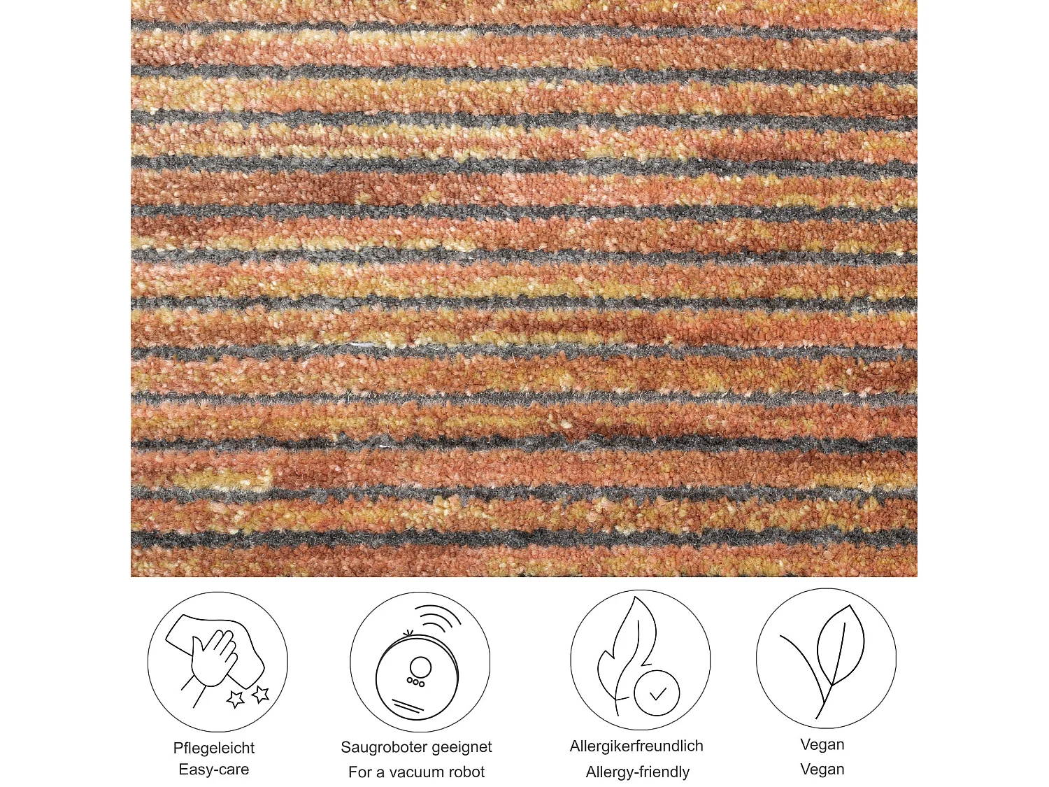 Tapis à tissage plat aspect court 120x180 cm rouille Corduletta