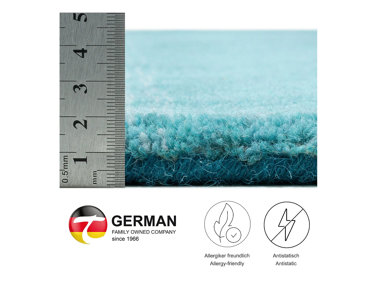 Teppich aus Wolle mit Farbverlauf 90x160 cm Türkis Wool Comfort