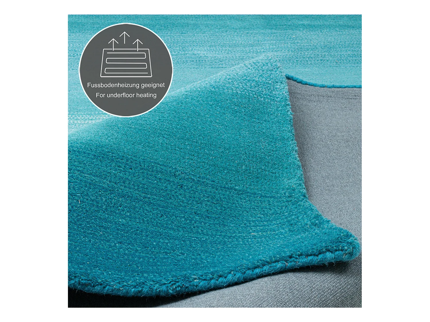 Teppich aus Wolle mit Farbverlauf 90x160 cm Türkis Wool Comfort