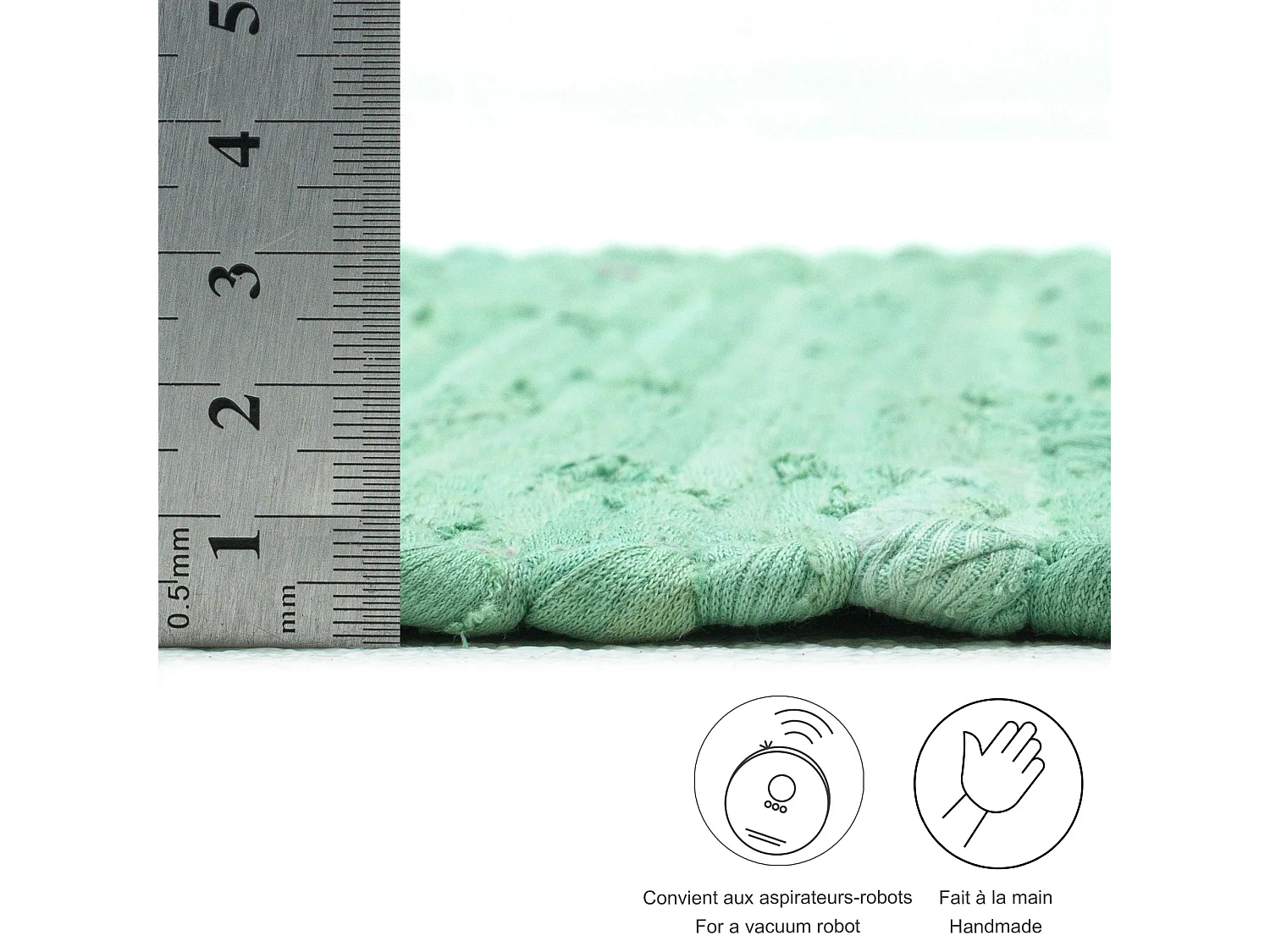 Alfombra de algodón tejida a mano y reversible 120x180 cm Menta Happy Cotton