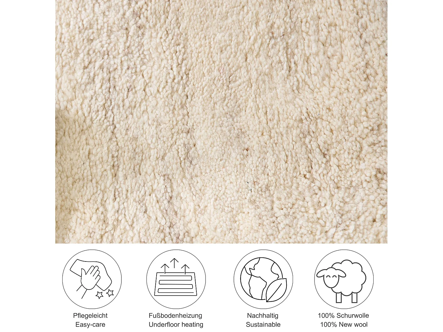 Tapis berbère noué à la main en laine 120x180 cm jaspe Maloronga