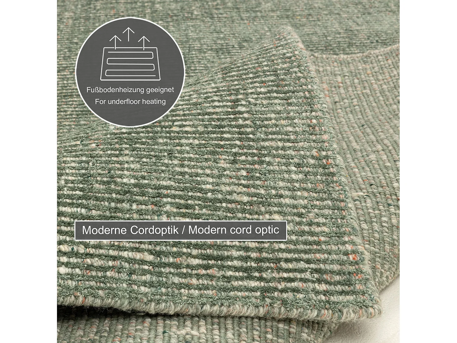 Tapis UNI rayé en viscose et laine 70x140 cm vert Venus