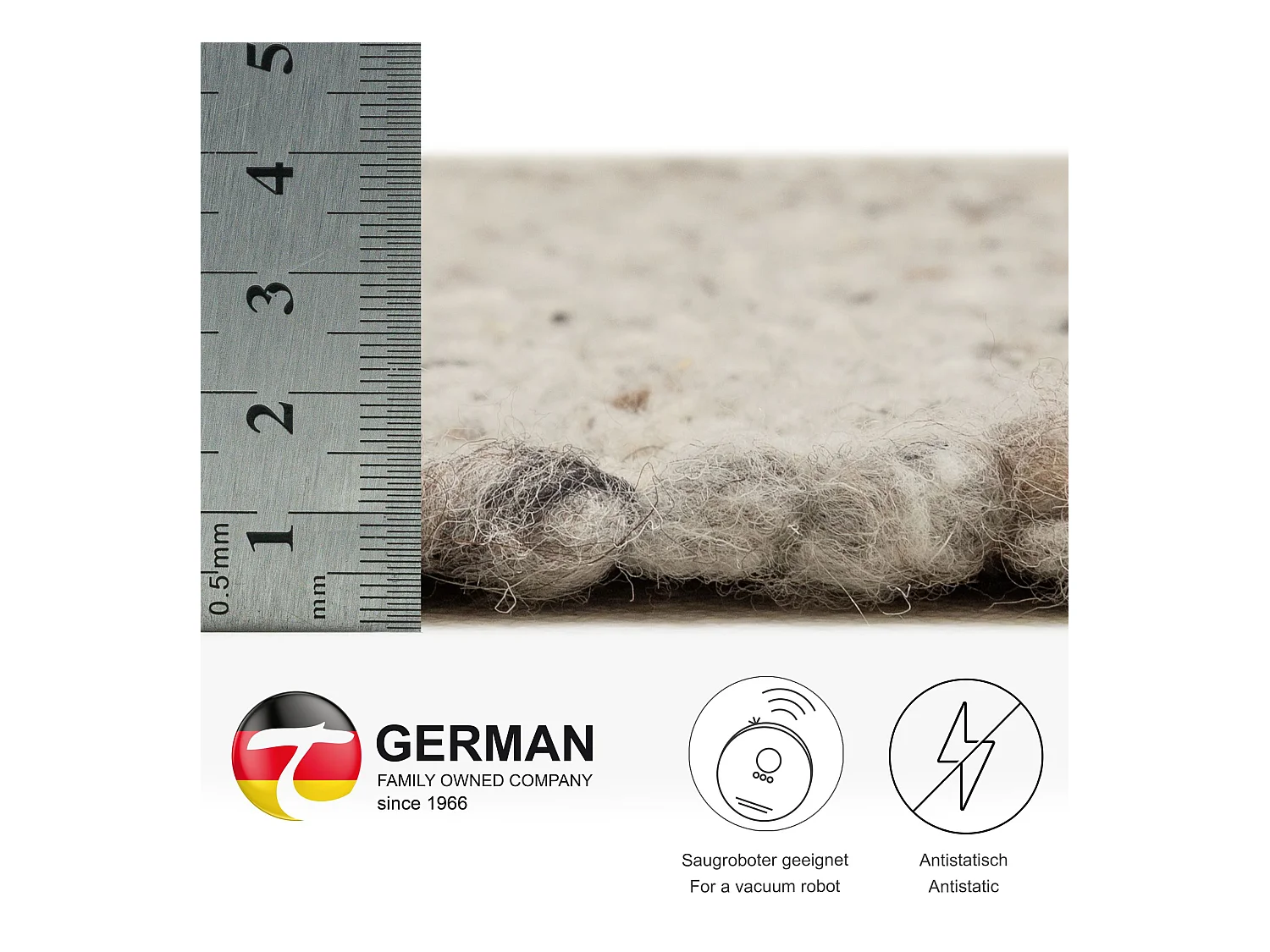 Tapis en laine tissé à la main réversible 60x90 cm gris Alm-Glück