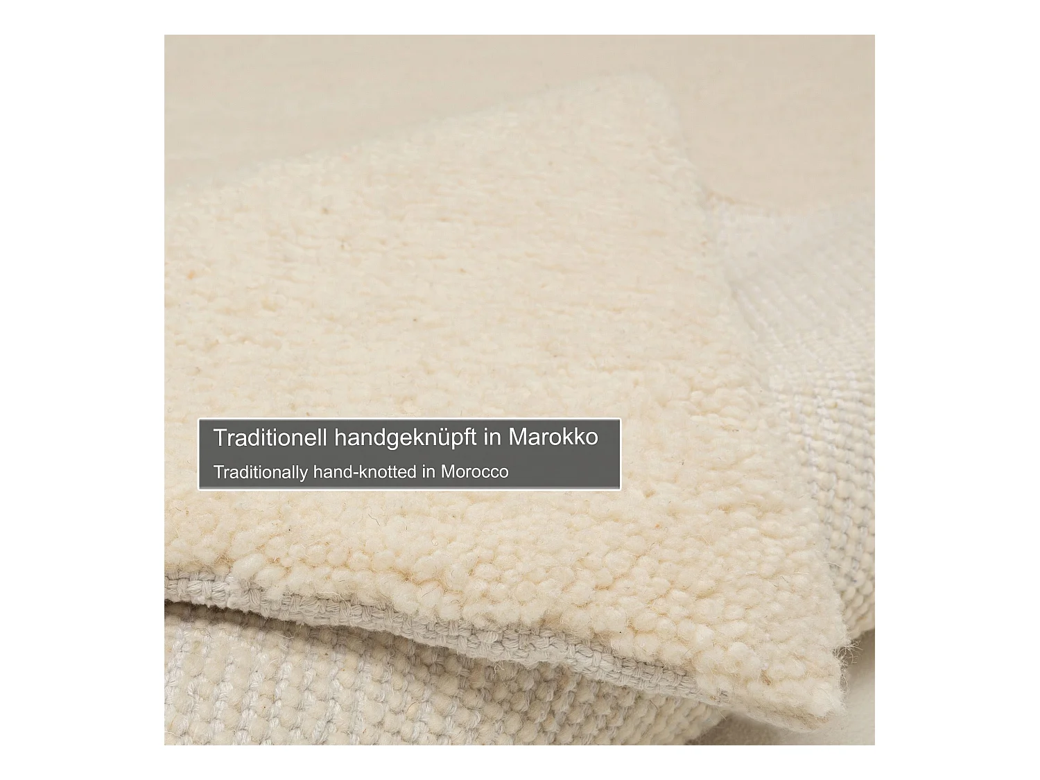 Tapis berbère noué à la main en laine 200x250 cm blanc Hadj