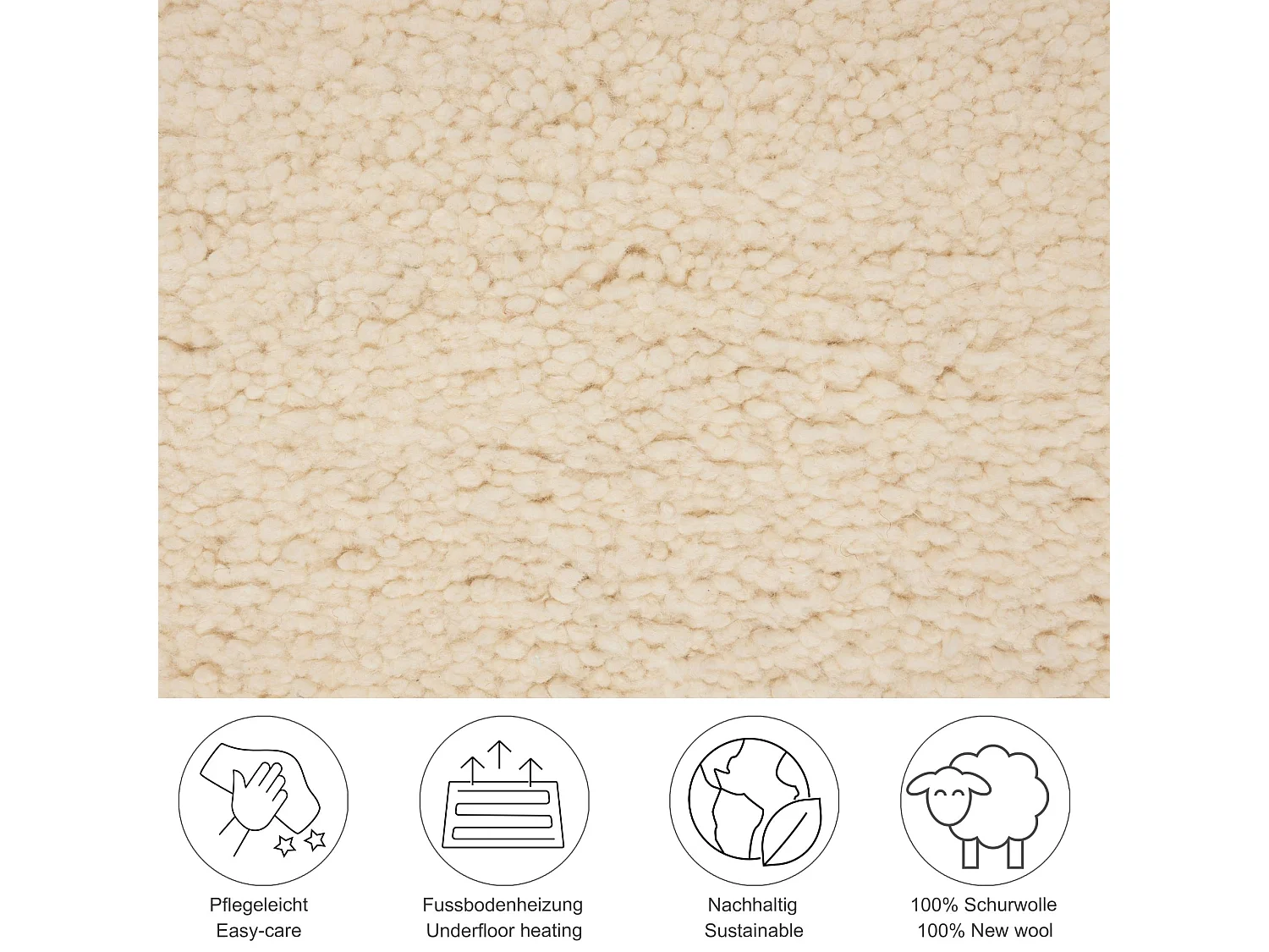 Tapete berbere feito à mão em lã 200x250 cm branco Hadj