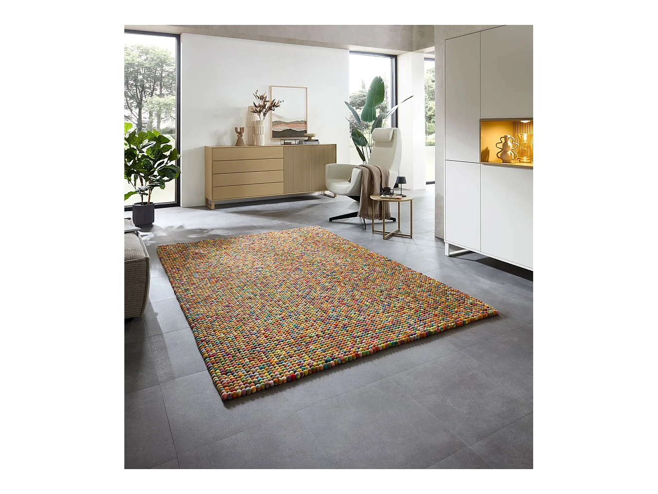 Tapete de bolas de feltro feito à mão 140x200 cm multicolorido Felty 2.2