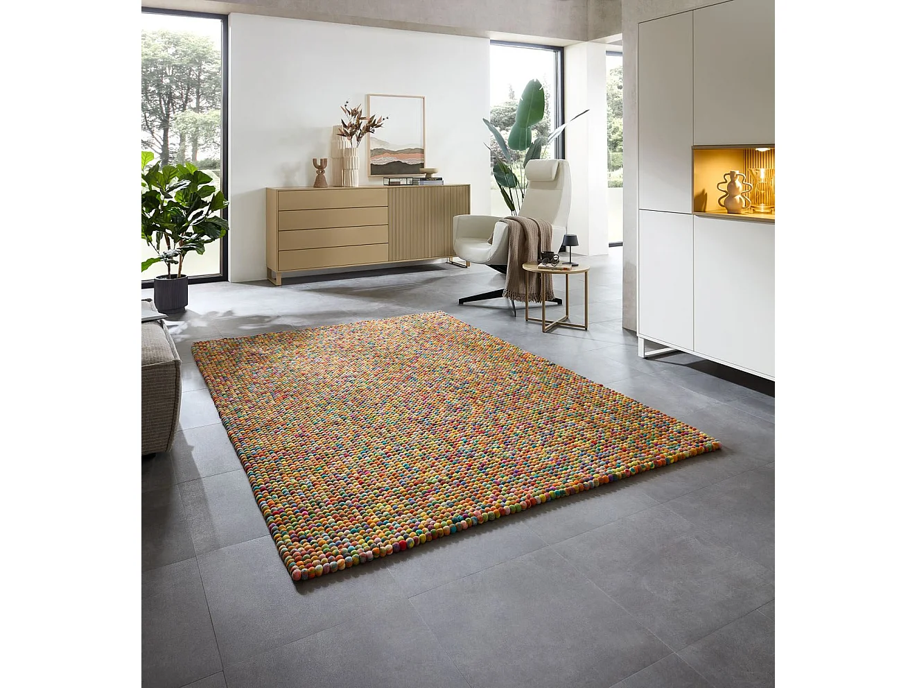 Handgemaakt viltbal-tapijt 140x200 cm veelkleurig Felty 2.2