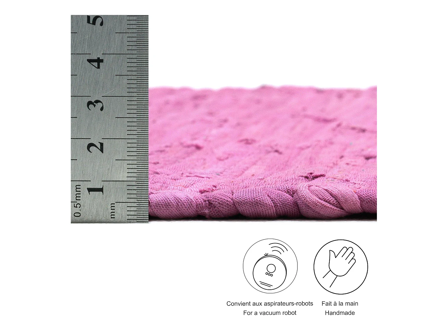 Tapis en coton tissé à la main et réversible 70x250 cm baie Happy Cotton