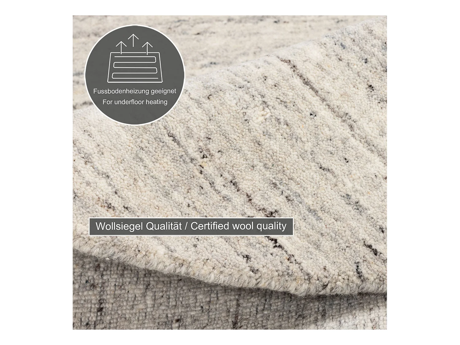 Tapis en laine UNI tissé à la main 150x150 cm natural gris Pure