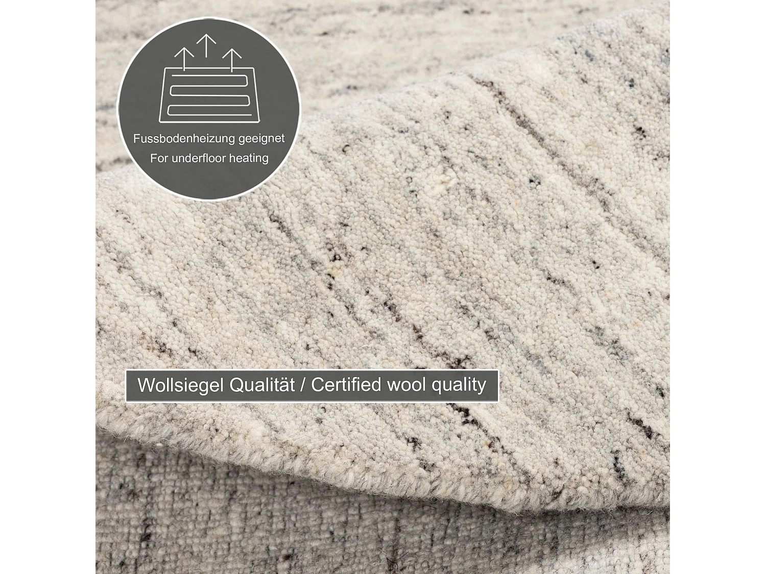 Tapis en laine UNI tissé à la main 150x150 cm natural gris Pure