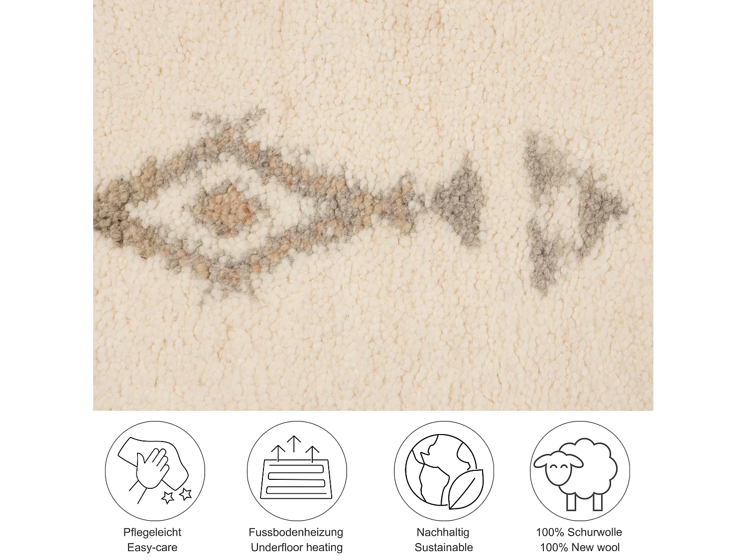 Alfombra bereber tejida a mano con lana 120x180 cm Blanco Hadj