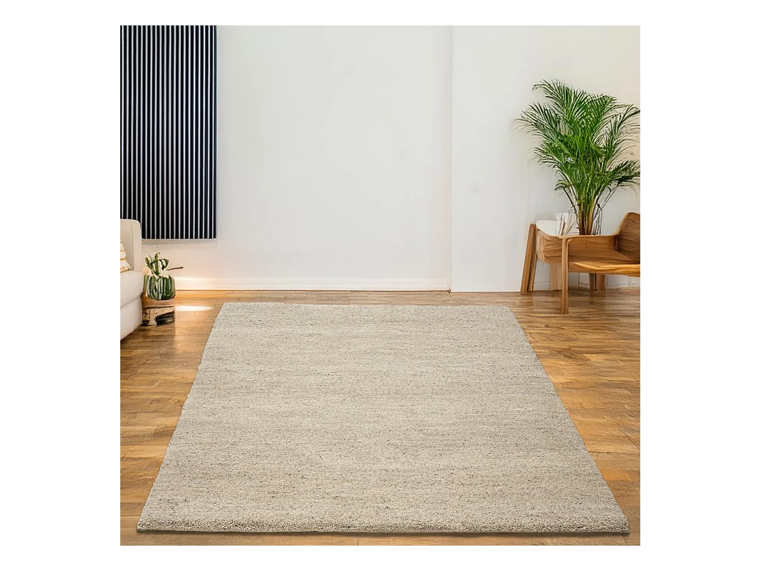 Tapis berbère noué à la main en laine  120x180 cm sable Taza Royal