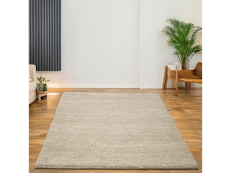 Tapis berbère noué à la main en laine  120x180 cm sable Taza Royal