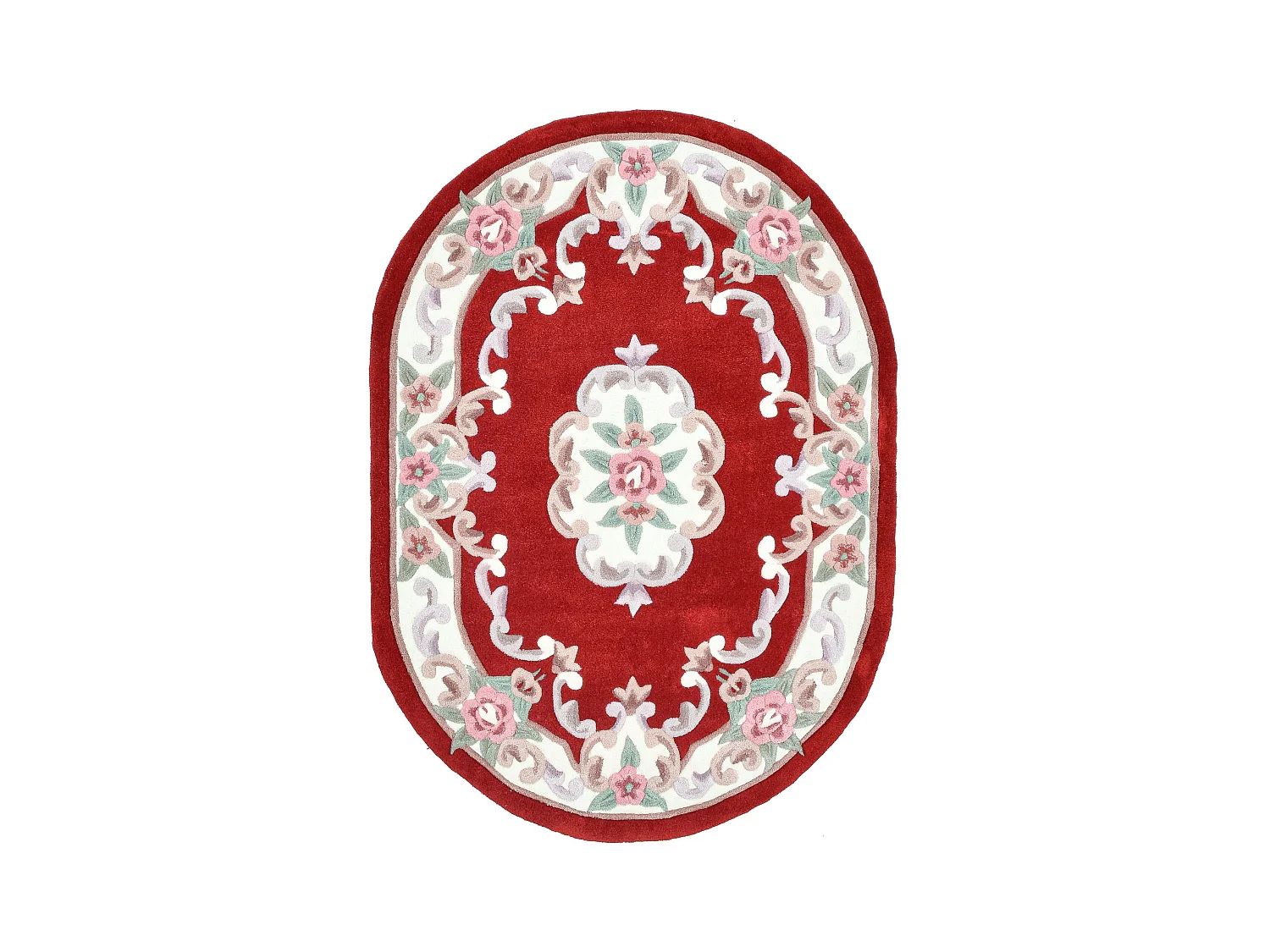 Tapis tufté à la main avec bordure, style Aubusson  190x290 cm rouge Ming