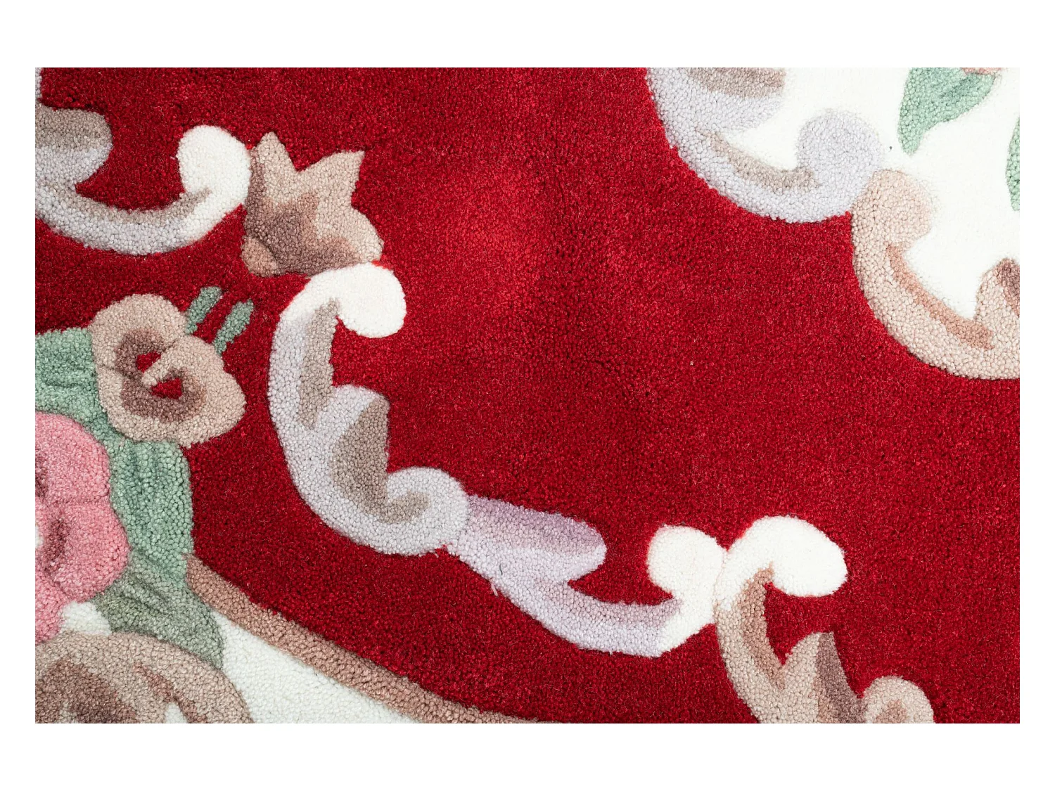 Handgetufteter Teppich mit Bordüre im Aubusson Design 190x290 cm Rot Ming