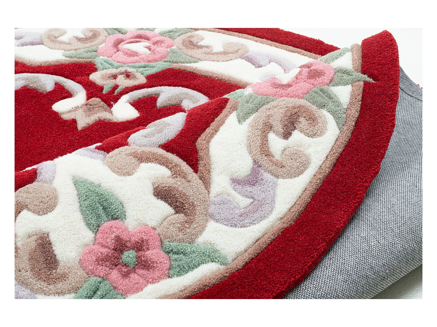 Handgetufteter Teppich mit Bordüre im Aubusson Design 190x290 cm Rot Ming