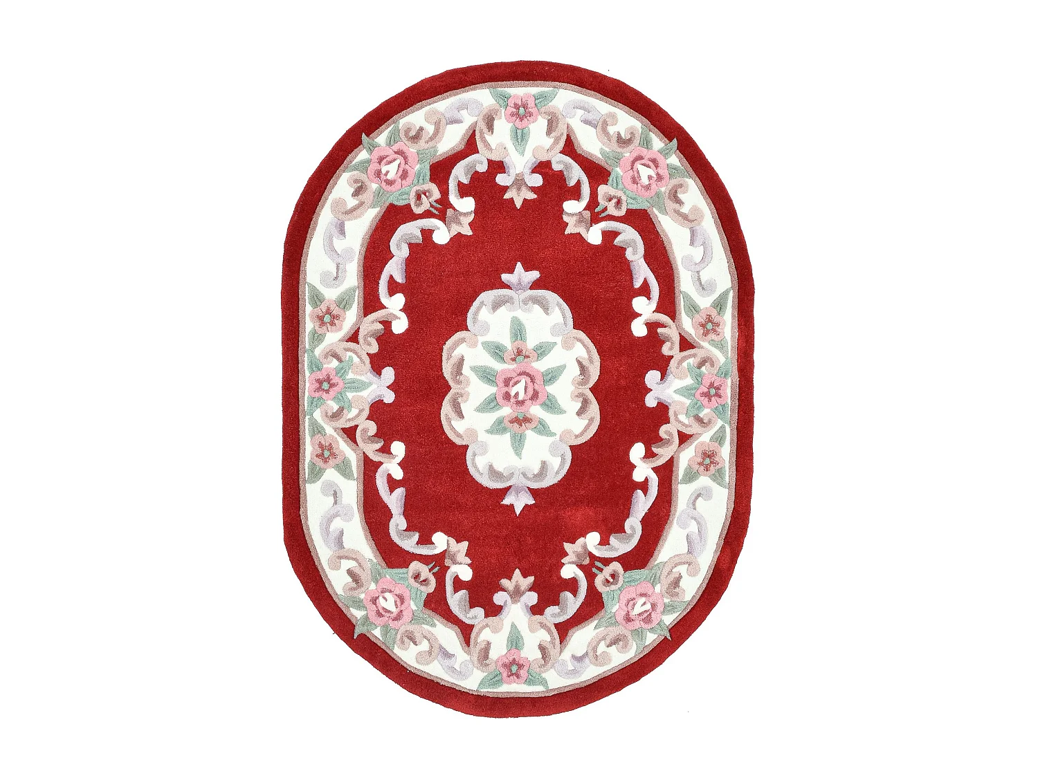 Tapis tufté à la main avec bordure, style Aubusson  190x290 cm rouge Ming
