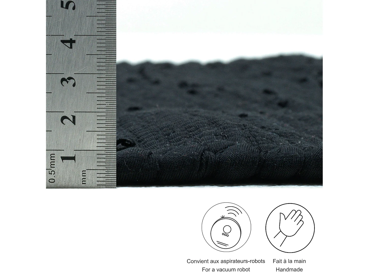 Baumwollteppich handgewebt und wendbar 120x180 cm Schwarz Happy Cotton