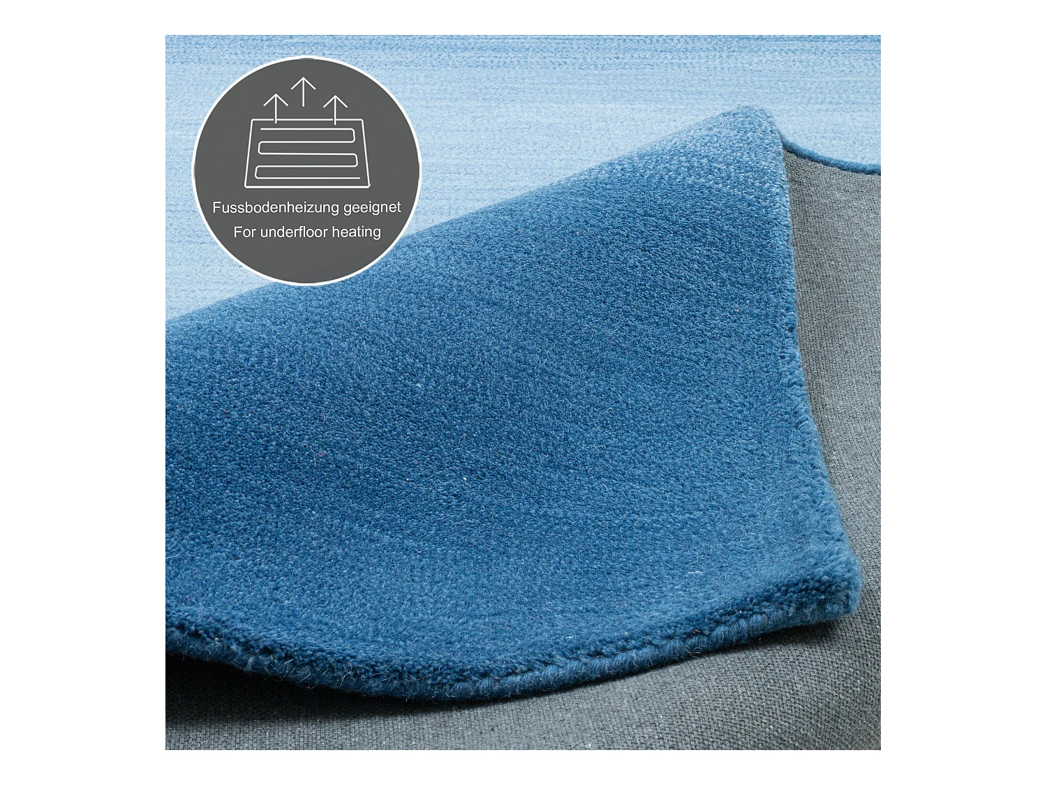 Teppich aus Wolle mit Farbverlauf 70x140 cm Blau Wool Comfort