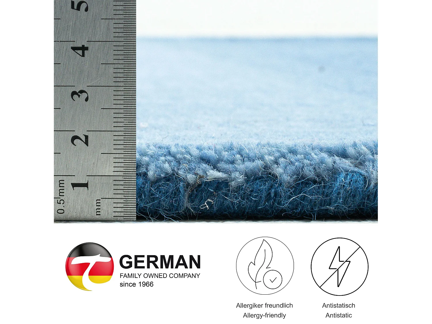 Tapis en laine avec dégradé de couleurs 70x140 cm bleu Wool Comfort