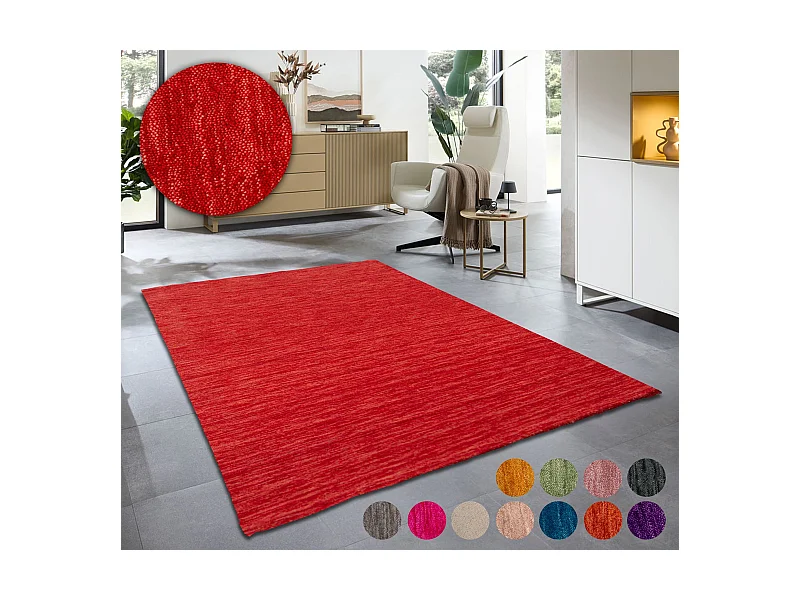 Tapis UNI tissé à la main  170x240 cm rouge Holi