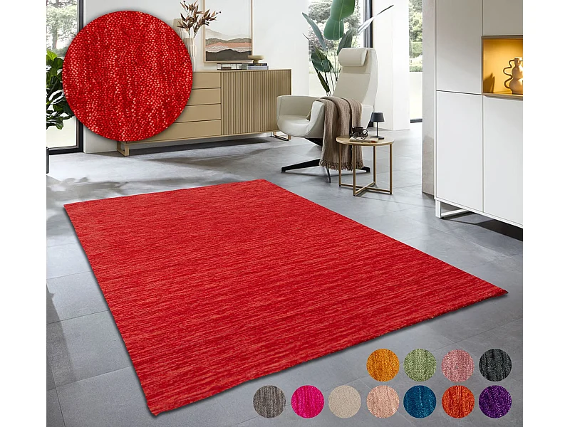Tapis UNI tissé à la main  140x200 cm rouge Holi