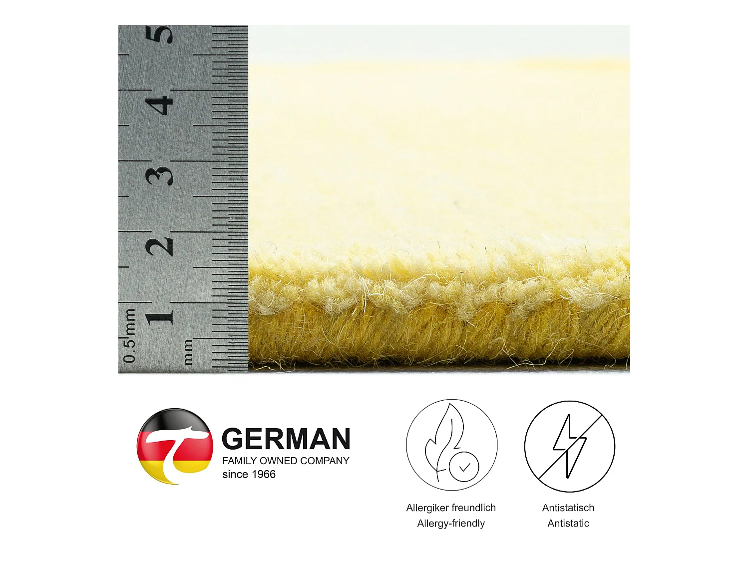 Tapis en laine avec dégradé de couleurs 140x200 cm jaune Wool Comfort