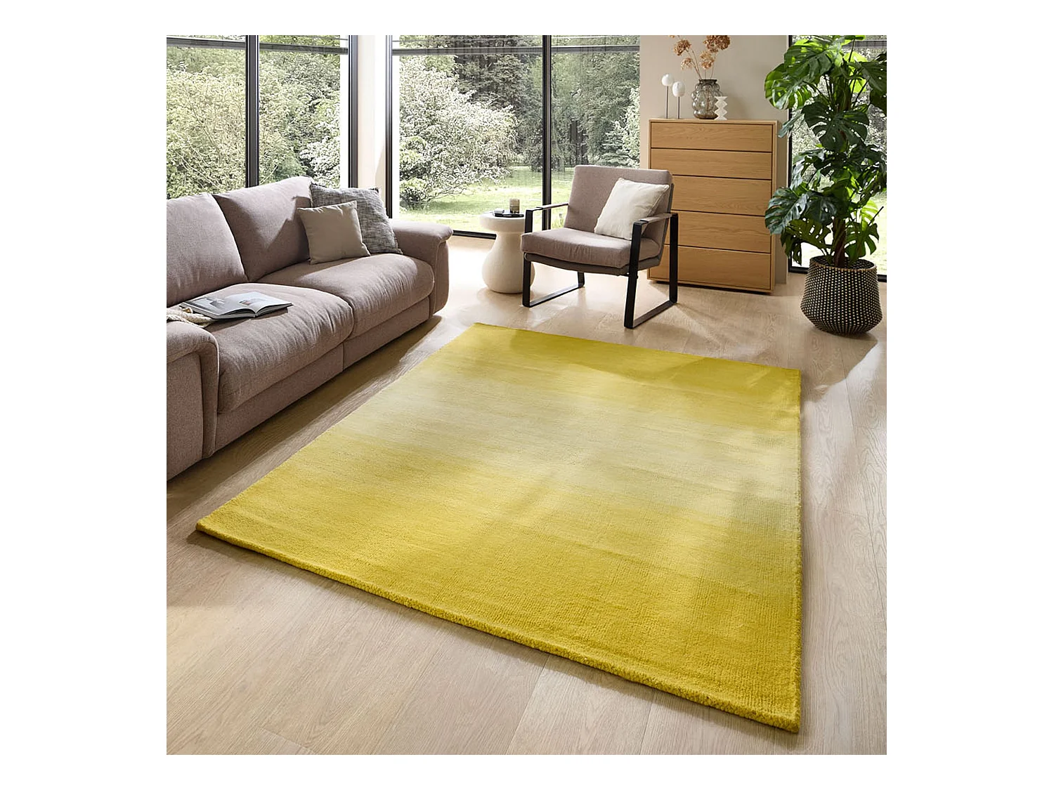 Tapis en laine avec dégradé de couleurs 140x200 cm jaune Wool Comfort