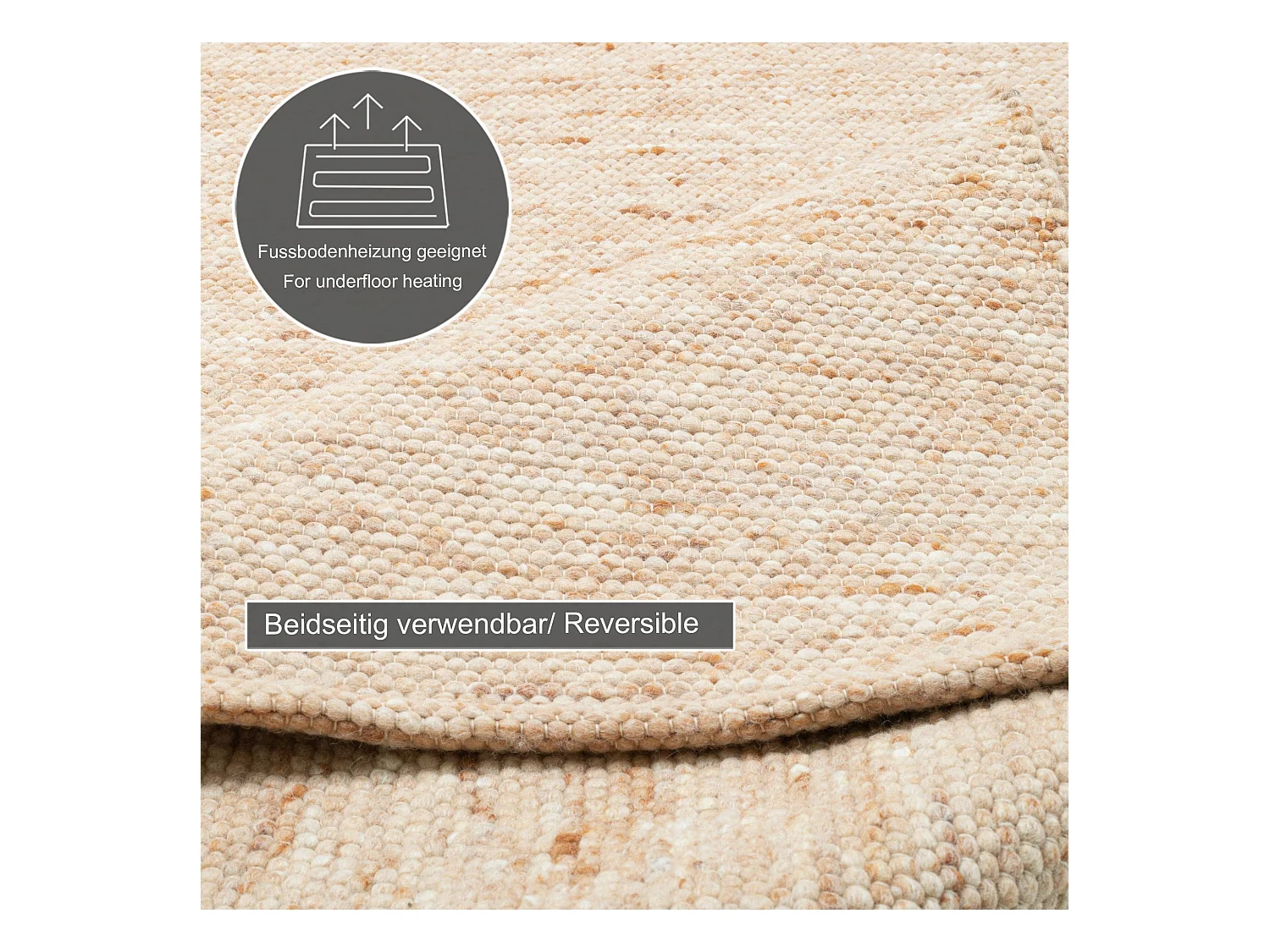 Handgeweven omkeerbaar wollen tapijt 120x180 cm donkerbeige Alpen