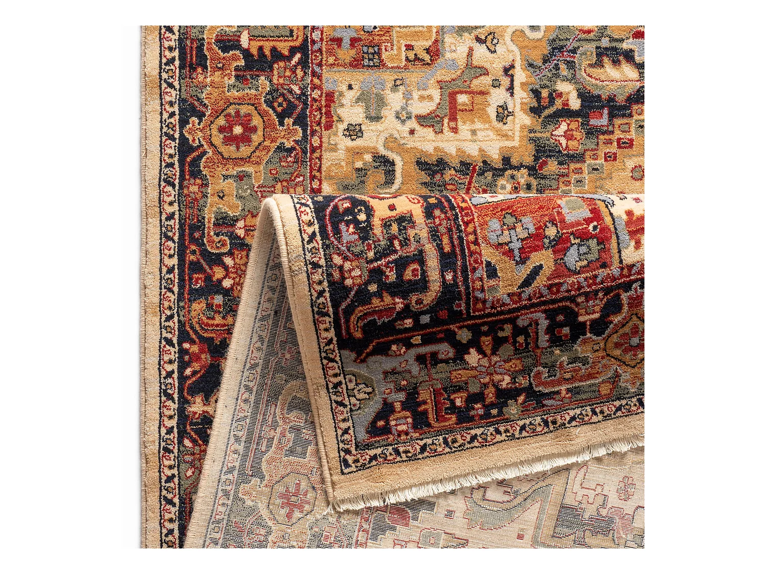 Gewebter Orienteppich aus Wolle 200x290 cm Beige Saharna