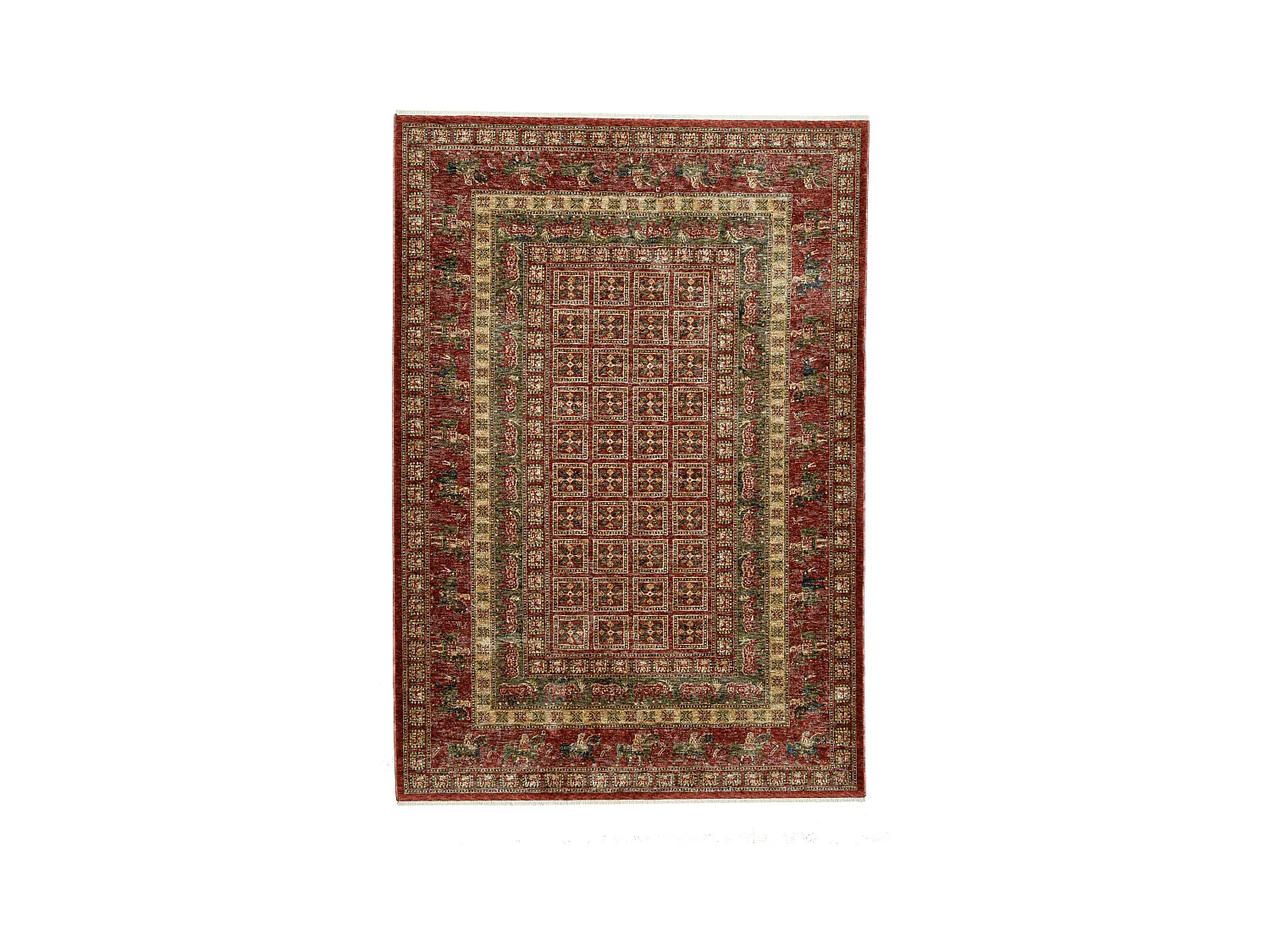 Tapis à bordure de style oriental  80x150 cm rouge multi Beatrice