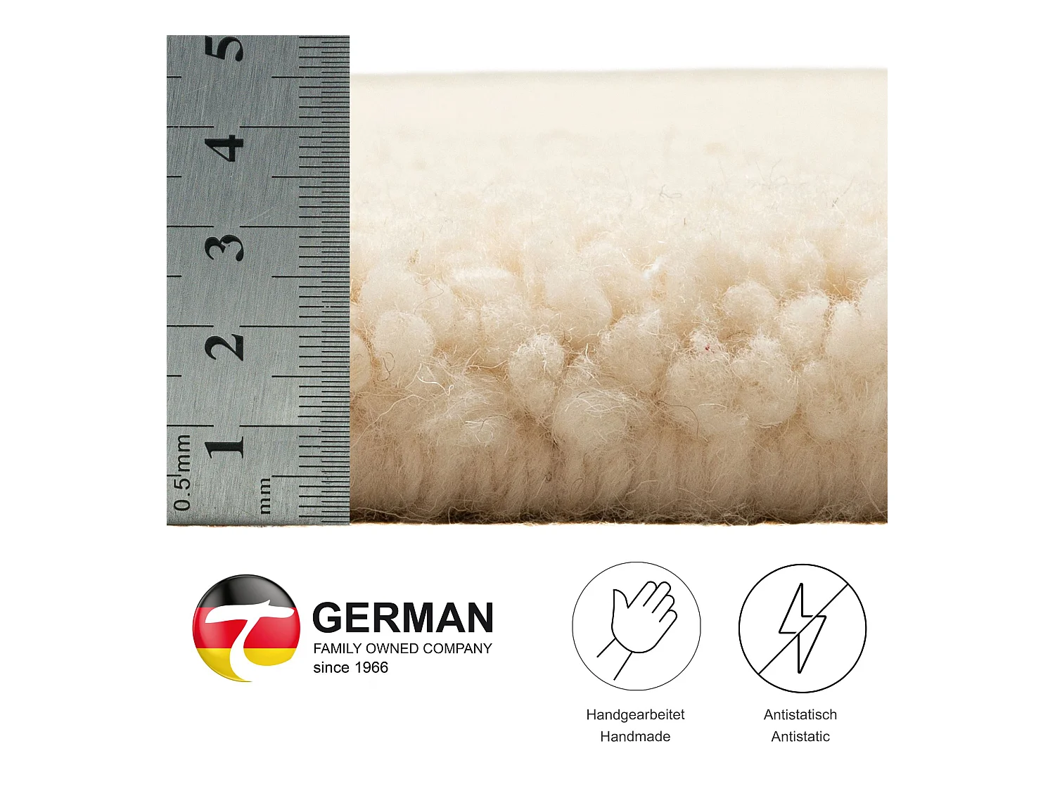 Tapis berbère noué à la main en laine 170x240 cm blanc Hadj