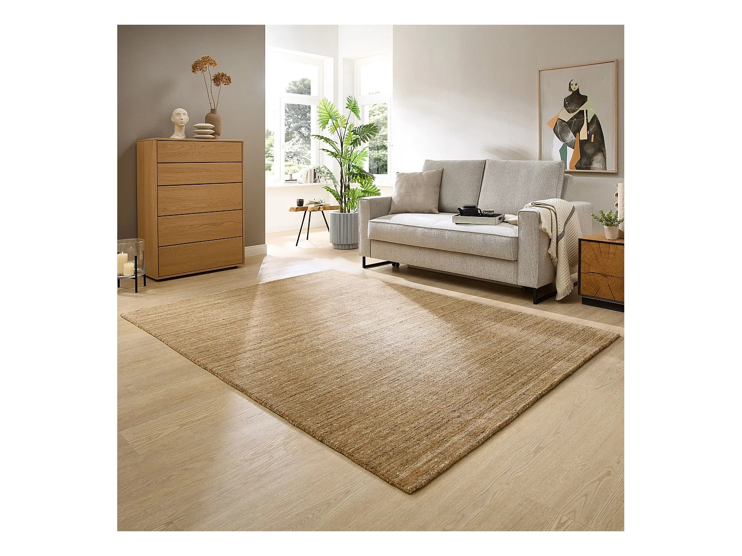 Tapis en laine UNI tissé à la main 250x350 cm ocre Pure
