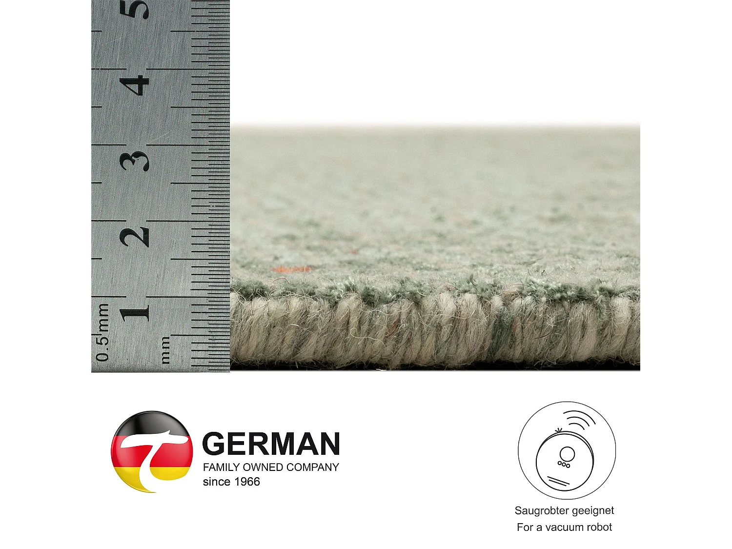 Tapis UNI rayé en viscose et laine 90x160 cm vert Venus