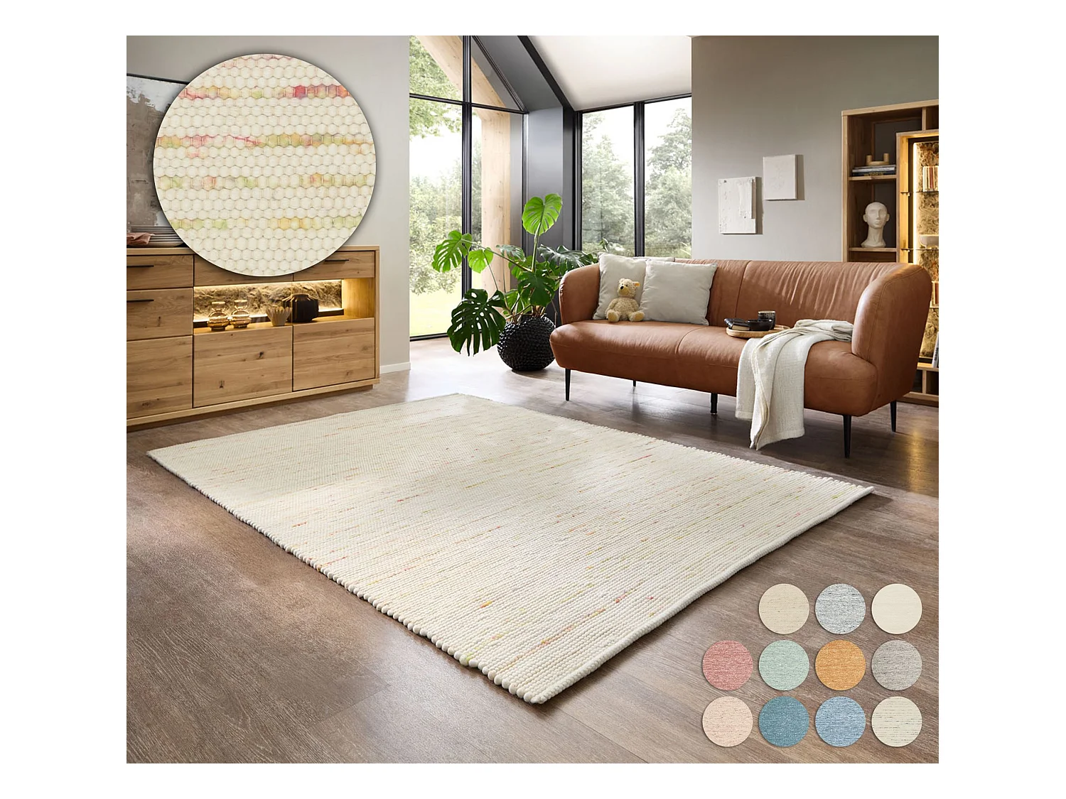 Handgeweven omkeerbaar wollen tapijt 120x180 cm multi pastell Alpen