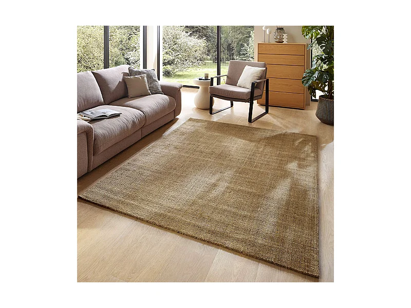 Tapis UNI rayé en viscose et laine 190x290 cm or Venus